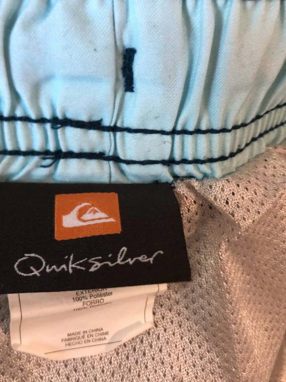 Quicksilver Blue Windowpane Plaid Board shorts Mens Swim trunks XL
